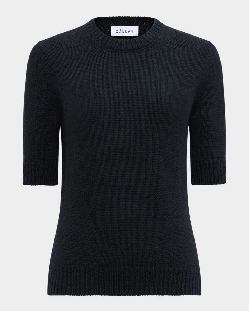 Portia Elbow-Sleeve Cashmere Pullover